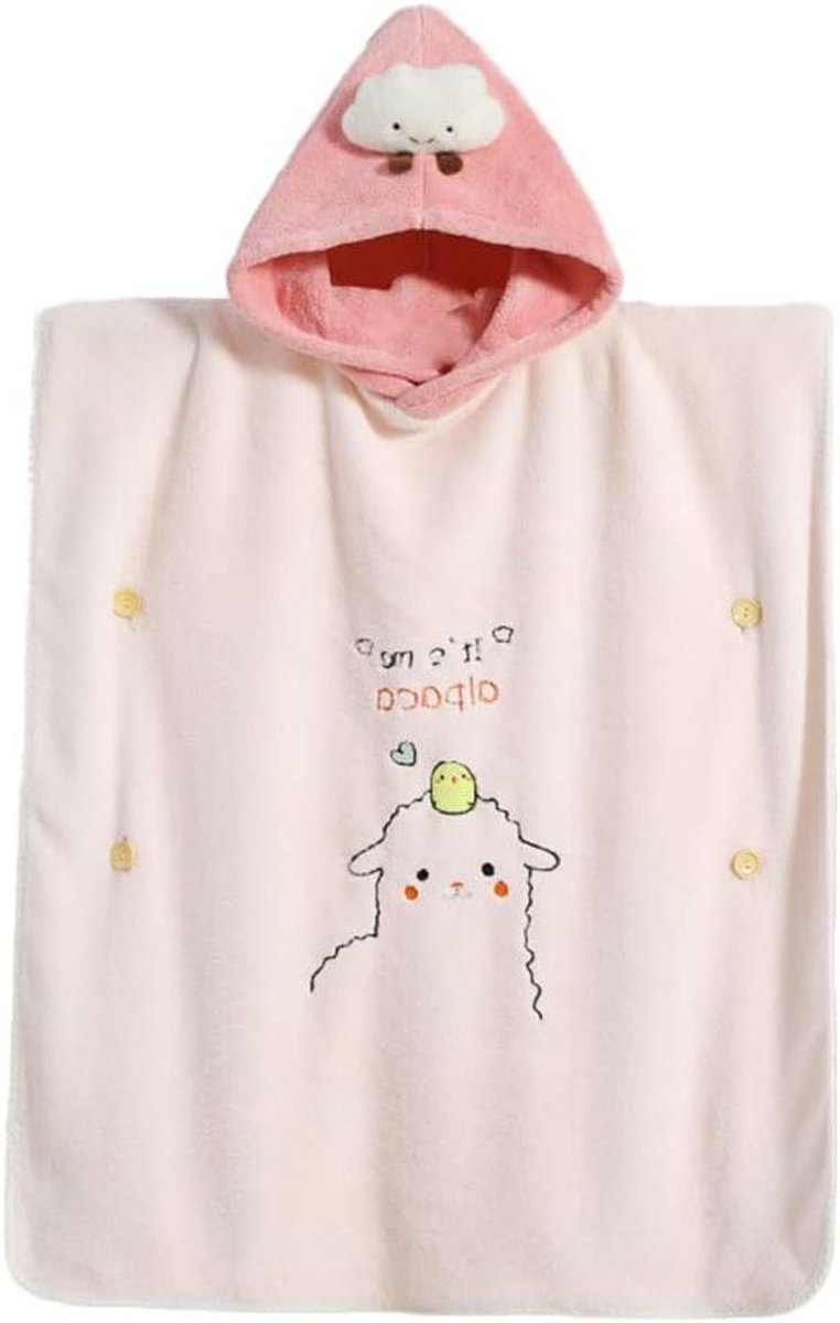 Baby Badponcho - Zachte Handdoek - Na het Baden - Met Capuchon - 70x140 cm - Roze