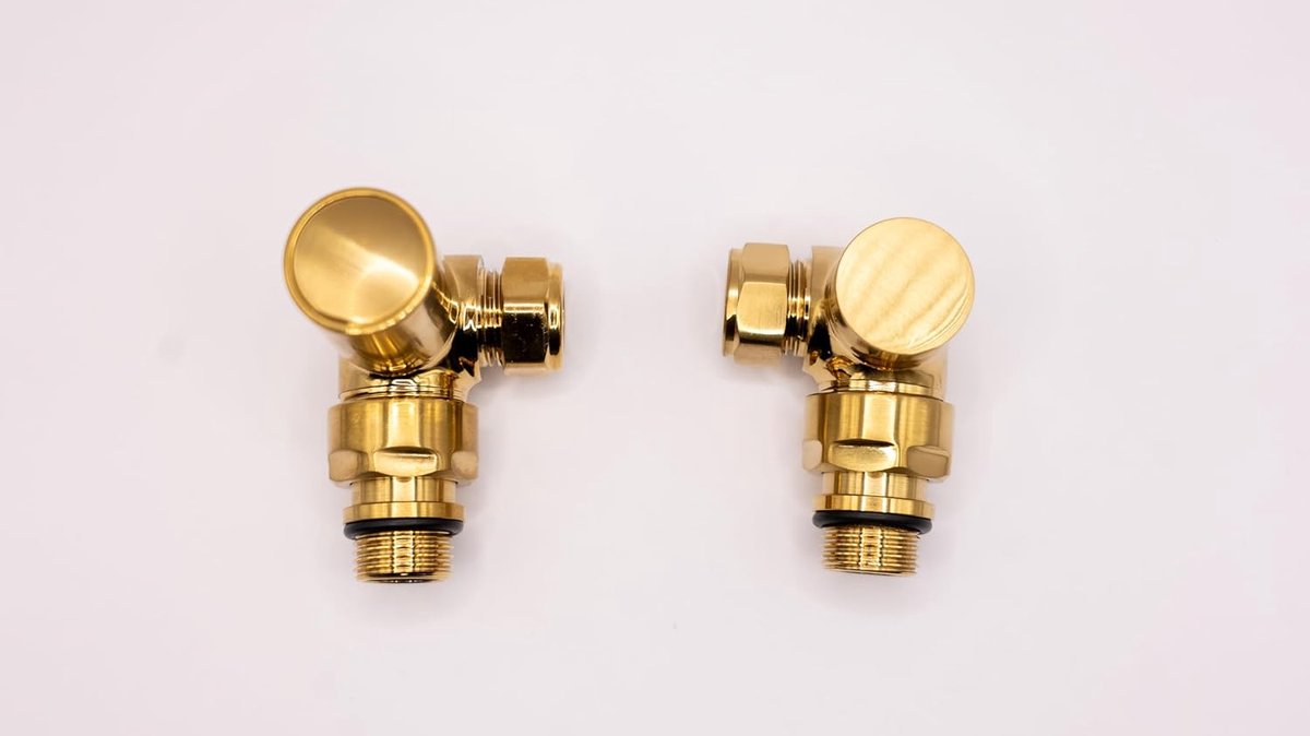 Messing Radiator Klep - Handdoekrail Klep - Centrale Verwarming - Geborsteld Messing - 12 x 8 x 4 cm - Goud