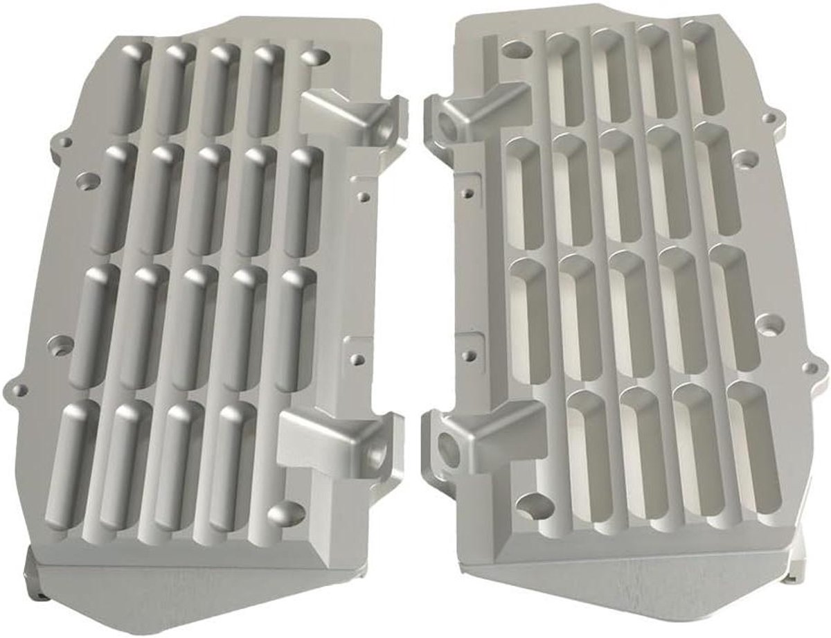 Motorfiets Radiatorbeschermer - Frame Roosters - Motor Beschermen - CNC Aluminium - Universele Pasvorm - Zilver