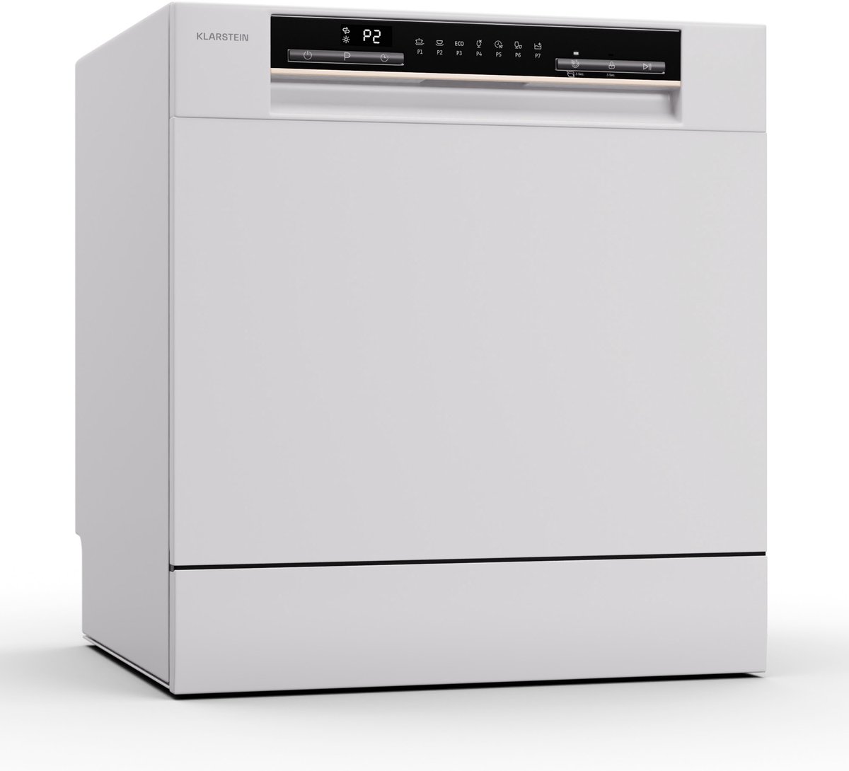 Klarstein Vaatwasser mini- voor 8 couverts, stille kleine vaatwasser met 7 wasprogramma's, kleine tafelmodel vaatwasser voor thuis, op kantoor en op de camping, mini-vaatwasser met wateraansluiting - 8L 8 Maatgedekken 47 dB 50 cm - voor Keuken