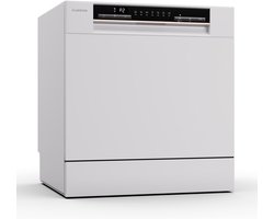 Klarstein Vaatwasser mini- voor 8 couverts, stille kleine vaatwasser met 7 wasprogramma's, kleine tafelmodel vaatwasser voor thuis, op kantoor en op de camping, mini-vaatwasser met wateraansluiting - 8L 8 Maatgedekken 47 dB 50 cm - voor Keuken