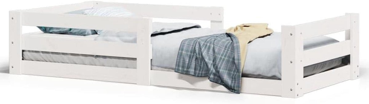 Massief Houten Bed - Grenen Bedframe - Slaapcomfort Creëren - Robuust Frame - 75x190 cm - Wit