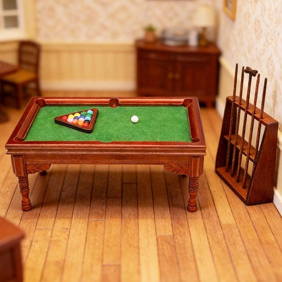 Miniatuur Biljart Tafel - Poppenhuis Decoratie - Poppenhuis Meubels - Houten Constructie - 12x12x5 cm - Niet gespecificeerd — afbeelding 3