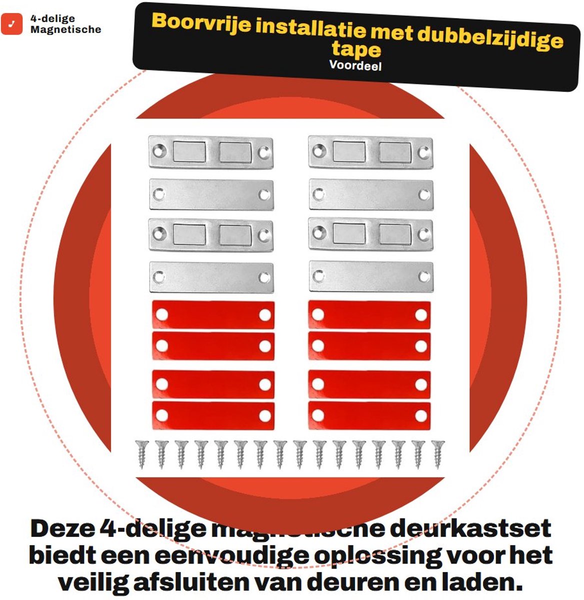 Dailygoods- Magnetische Deurkast - Boorvrije Installatie - Sterk Magnetisch Slot - Duurzame Metalen Constructie - Ladevergrendeling - Bescherming Meubeloppervlak - Deurslot