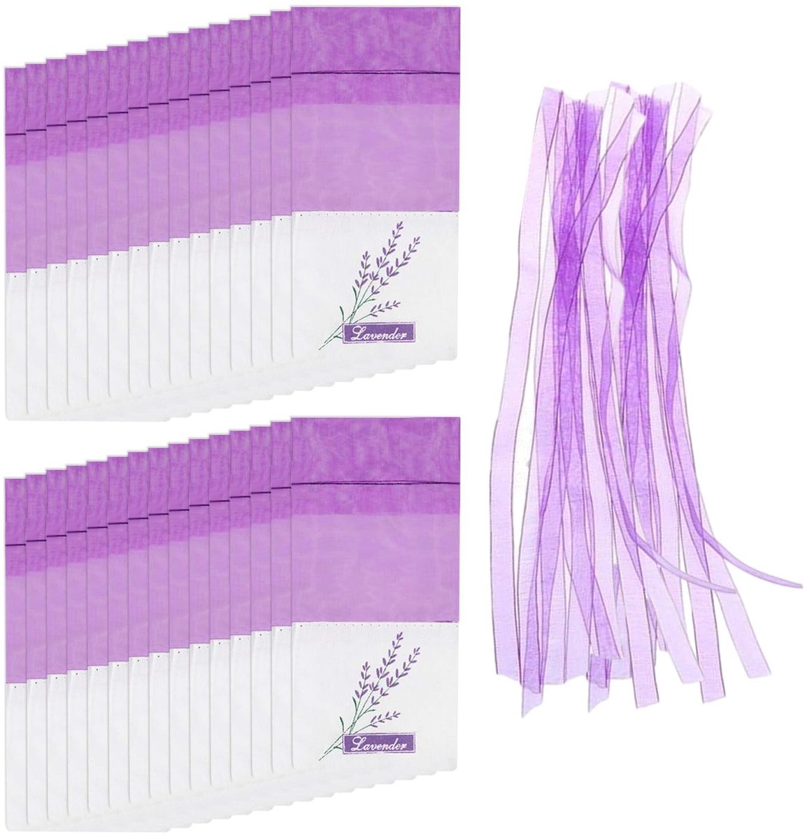 Dailygoods- Lavendelzakjes 30 stuks - Katoenen Zakjes - Gedroogde Lavendel - Opbergtas - Geschenkzakjes - Ademend Materiaal - Geurzakjes