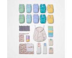 Complete set herbruikbare luiers – 20 herbruikbare luiers en accessoires voor dagelijks gebruik in pastelkleuren