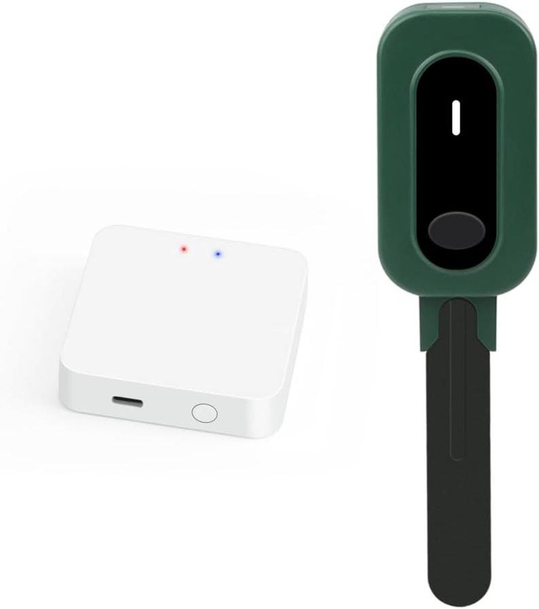 Bodemtester Smart - Vochtigheidssensor Temperatuur - Plantenverzorging Thuiskweek - Tuya App Controle - 24 x 10 x 7 cm - Donkergroen