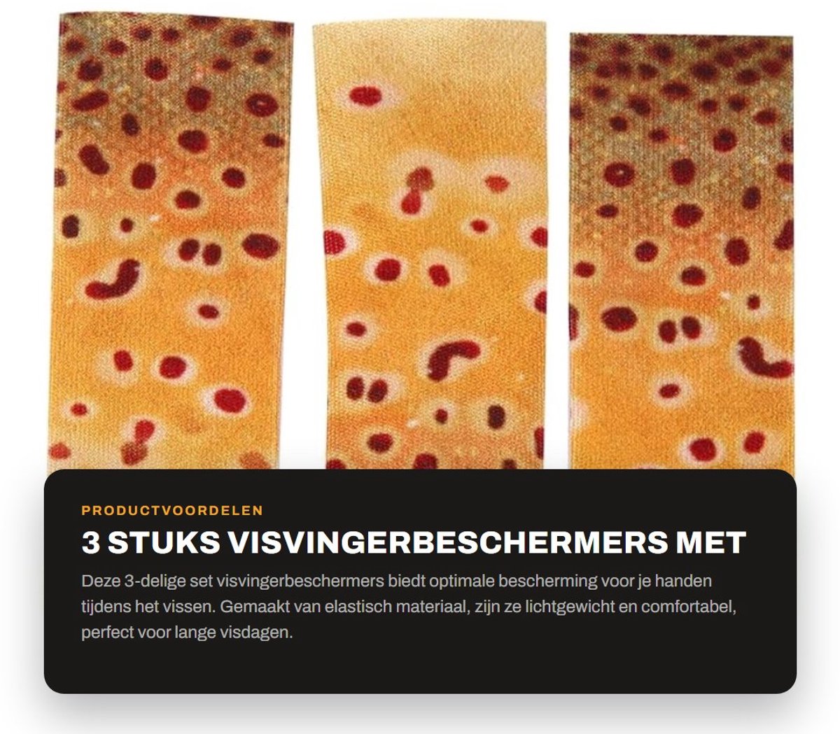 Dailygoods- Visvingerbeschermers Lichtgewicht - 3 Stuks - Elastisch Ontwerp - Geel Vishuidpatroon - Duurzaam - Comfortabele Pasvorm - Vingerbeschermers