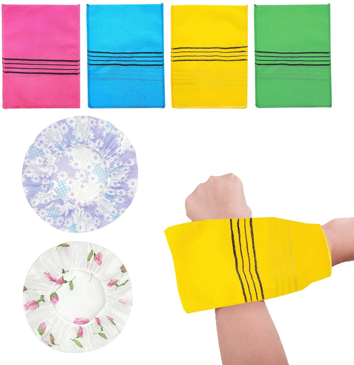 Dailygoods- Peeling-handschoenen 4 stuks - Herbruikbare Scrubhandschoenen - Badhandschoenen - Lichaamsscrub - Verbeterde Huidtextuur - Geschikt voor Alle Huidtypes