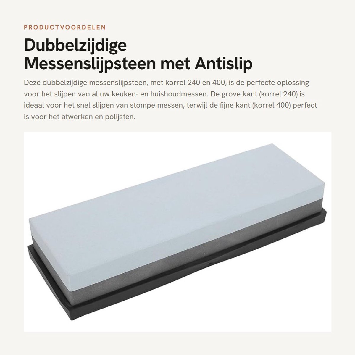 Dailygoods- Messenslijpsteen Dubbelzijdig - Korrel 240/400 - Antislip Rubberen Basis - Geschikt voor Keukenmessen/Scharen - Professionele Kwaliteit - Slijpsteen