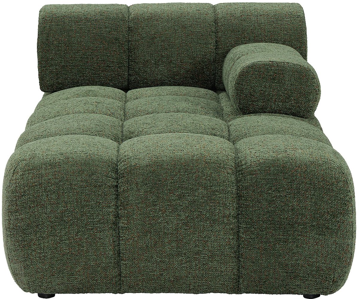 Vente-unique Chaise longue rechts met armleuning in groen gemêleerde stof FACIVIL