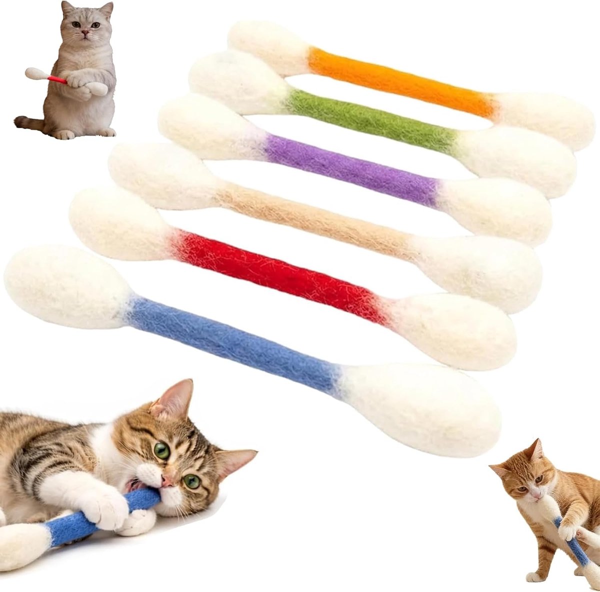 Gigantische Wattenstaafjes - 6 stuks - Met kattenkruid - Stokjes Voor Katten - Kattenspeelgoed - Kauwstokjes - Stevig Bijtspeeltje -Kattenspeelgoed Interactief - Tegen Verveling - Voor Katten Om Op Te Kauwen - 15cm