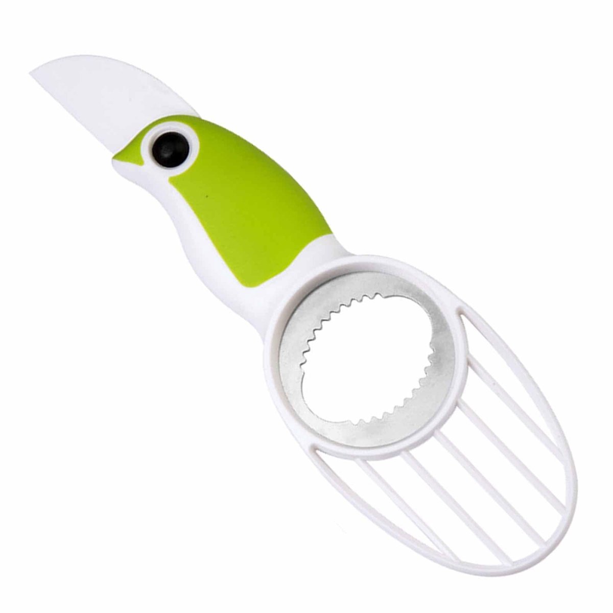 Dailygoods- Avocado Tool 3-in-1 - Snijden/Ontpitten/Plakjes - Roestvrijstalen Pitter - Opvouwbaar Kunststof Mes - Ergonomisch Handvat - Avocado Snijder