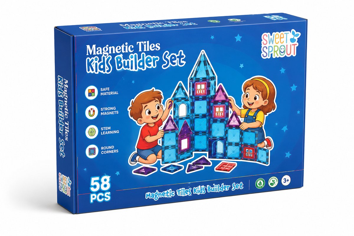 Sweet Sprout Magnetic Tiles - Princess - 58pcs