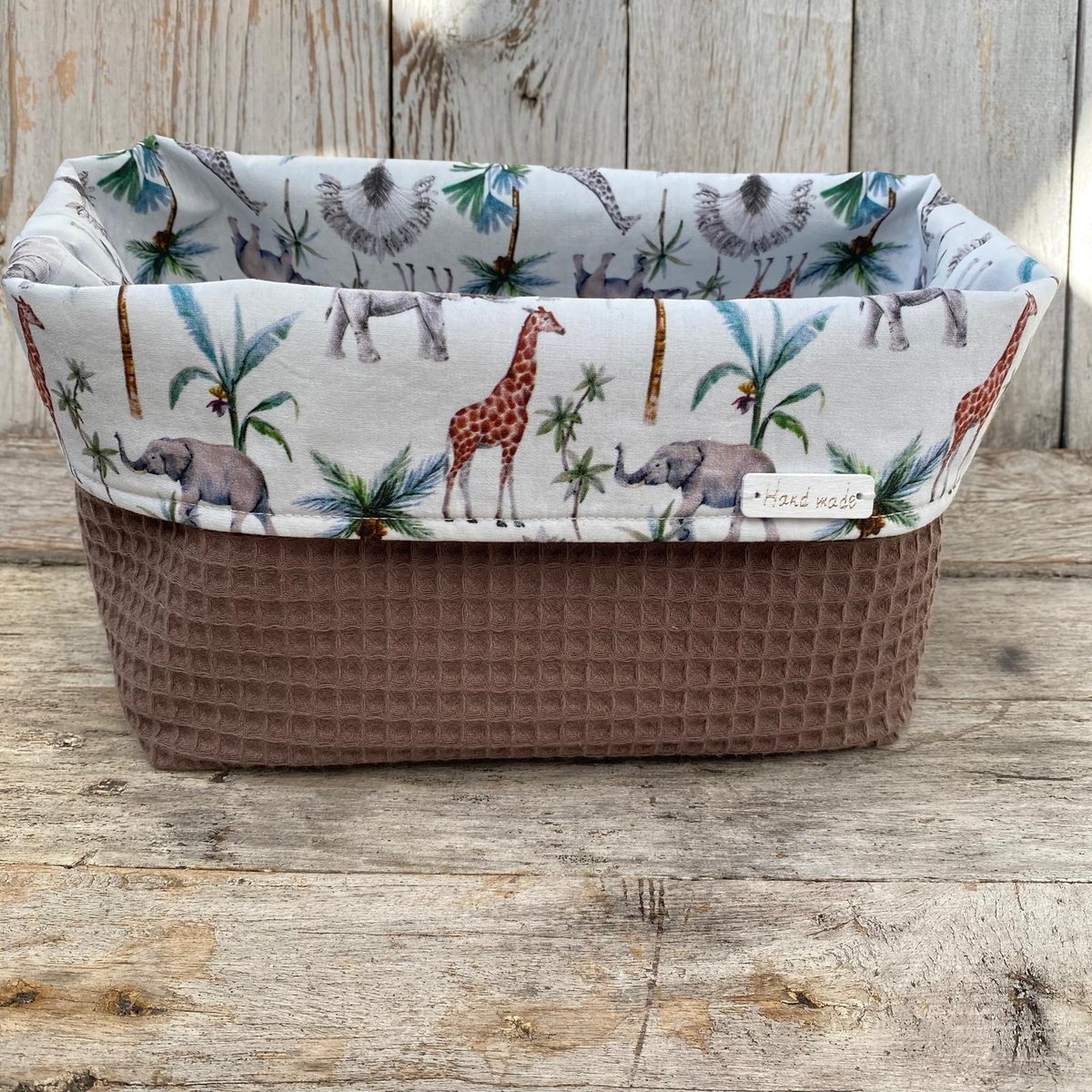 Commodemandje Jungle Dieren Taupe Wafelstof - Lovely Stitches