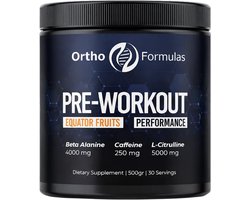 Ortho Formulas® Pre Workout – 500 gram - Tropical – Pump - Beta Alanine - Citrulline & Cafeïne - 30 doseringen