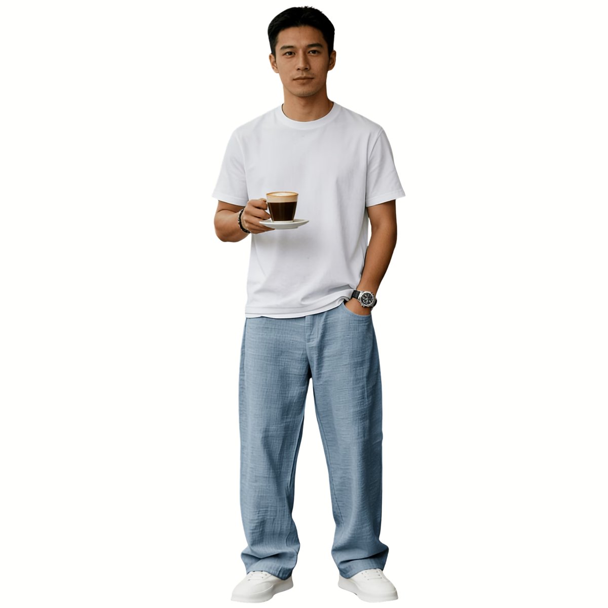 Currero Linnen Broek Heren - Zomerbroek - Volwassenen - Lange Broek - Pantalon - Strandbroek - Zomer - Ibiza Stijl - Hemelsblauw M