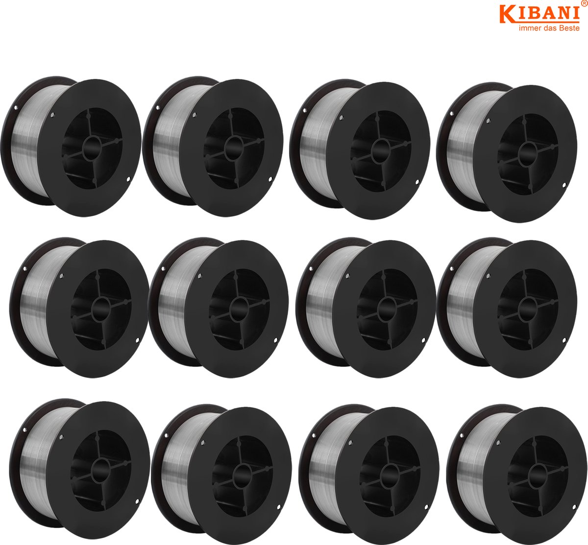 Kibani Rol Lasdraad voor Lasapparaat per 12 - Flux Lasdraad - 0,8 mm - Voor Gasloos Lassen - Set van Tien - Universeel - Voor MIG/MAG/TIG Lassers