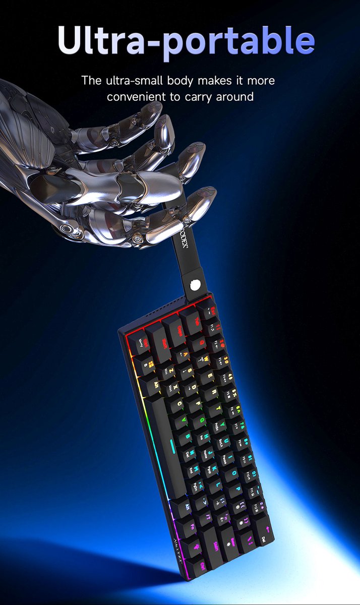 AJAZZ NK61 RGB Mechanisch Toetsenbord - 60% Gaming Keyboard - Zwart thumbnail 4