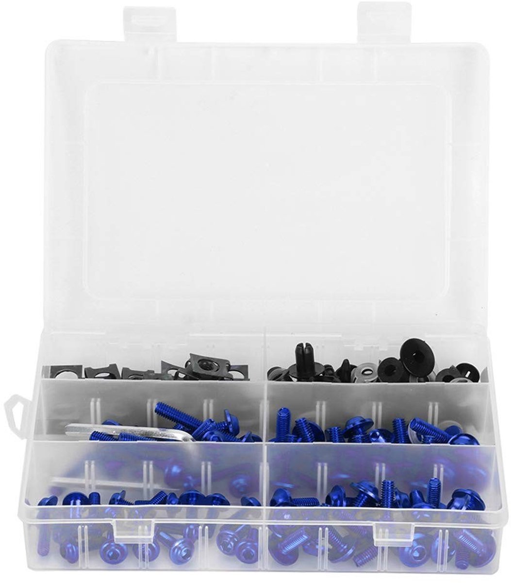 Dailygoods- Motorcycle Kuip Bouten Set - 173 Stuks - ABS/Aluminium - Voorruit/Carrosserie - Schroeven/Moeren - Diverse Maten - 100% Gloednieuw - Kuipbouten