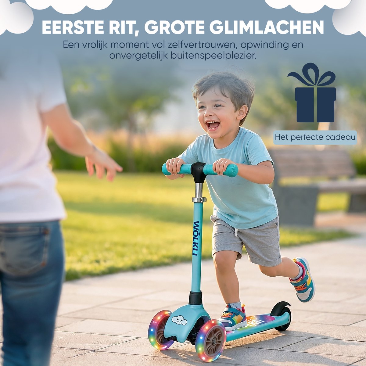 Wölkli Noaz Kinderstep - step 3 wielen - leeftijdsgroep 3+ - max 50kg - LED verlichting in de wielen - verlichting voetenplank - hoogte verstelbaar — afbeelding 5