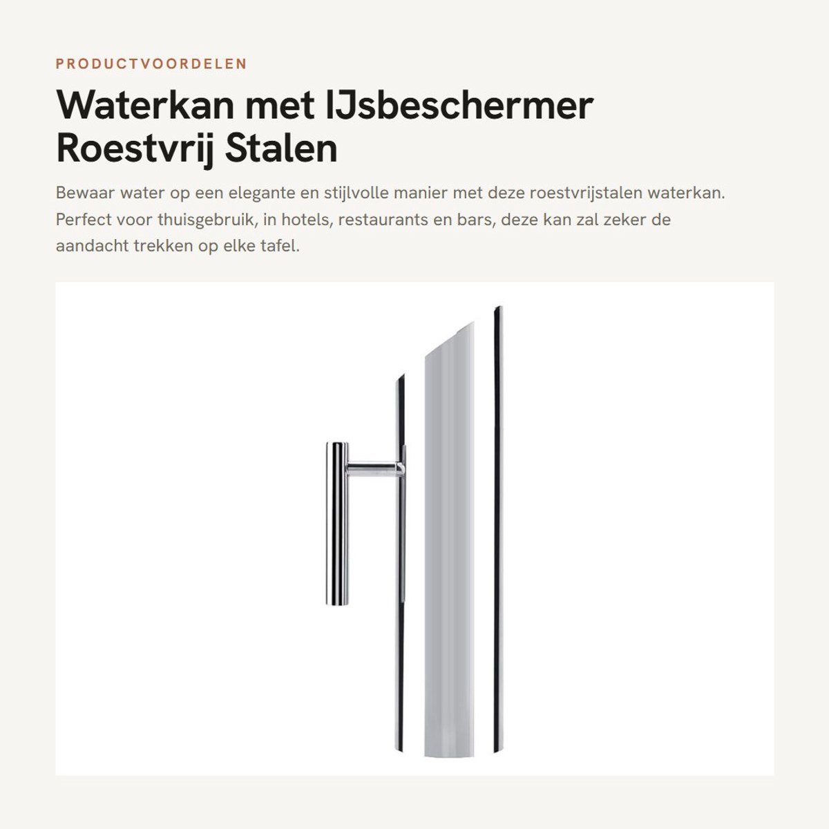 Dailygoods- Waterkan Elegante Roestvrij Staal 2L - Waterkan met Deksel - IJsbeschermer - Ergonomische Handgreep - Stijlvol Serveergereedschap - Geschikt voor Thuis en Horeca - Pitcher