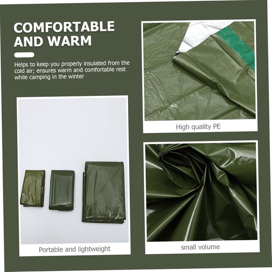 Nood Tent Set - Nood Slaapzak - Outdoor Noodgeval - Thermale Bescherming - 240x150CM - Olijfgroen — afbeelding 2