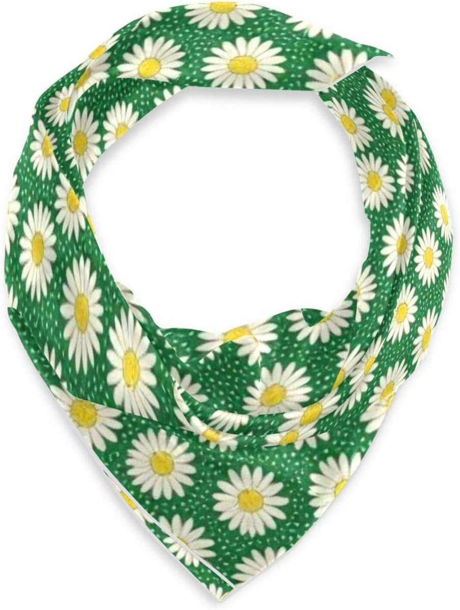 Bloemen Sjaal - Zijden Foulard - Stijlvol Accessoire - Kreukvrij Polyester - 90 x 90 cm - Groen
