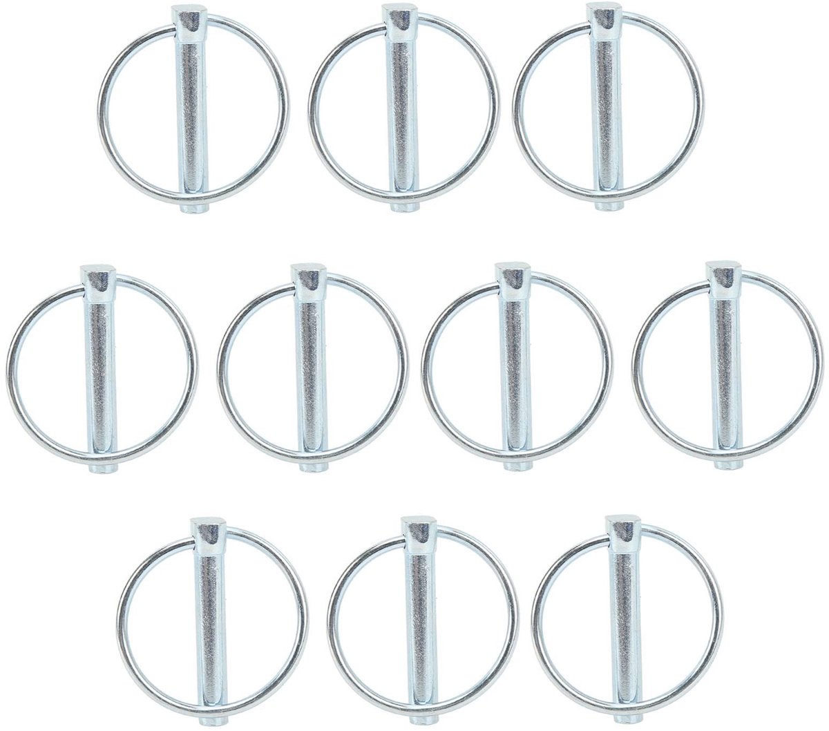 Dailygoods- Snelspanpen 10 Stuks - Borgclip - Ringclips - Klemstangen - Veiligheidspen - Koolstofstaal 8 mm x 45 mm - Borgpen