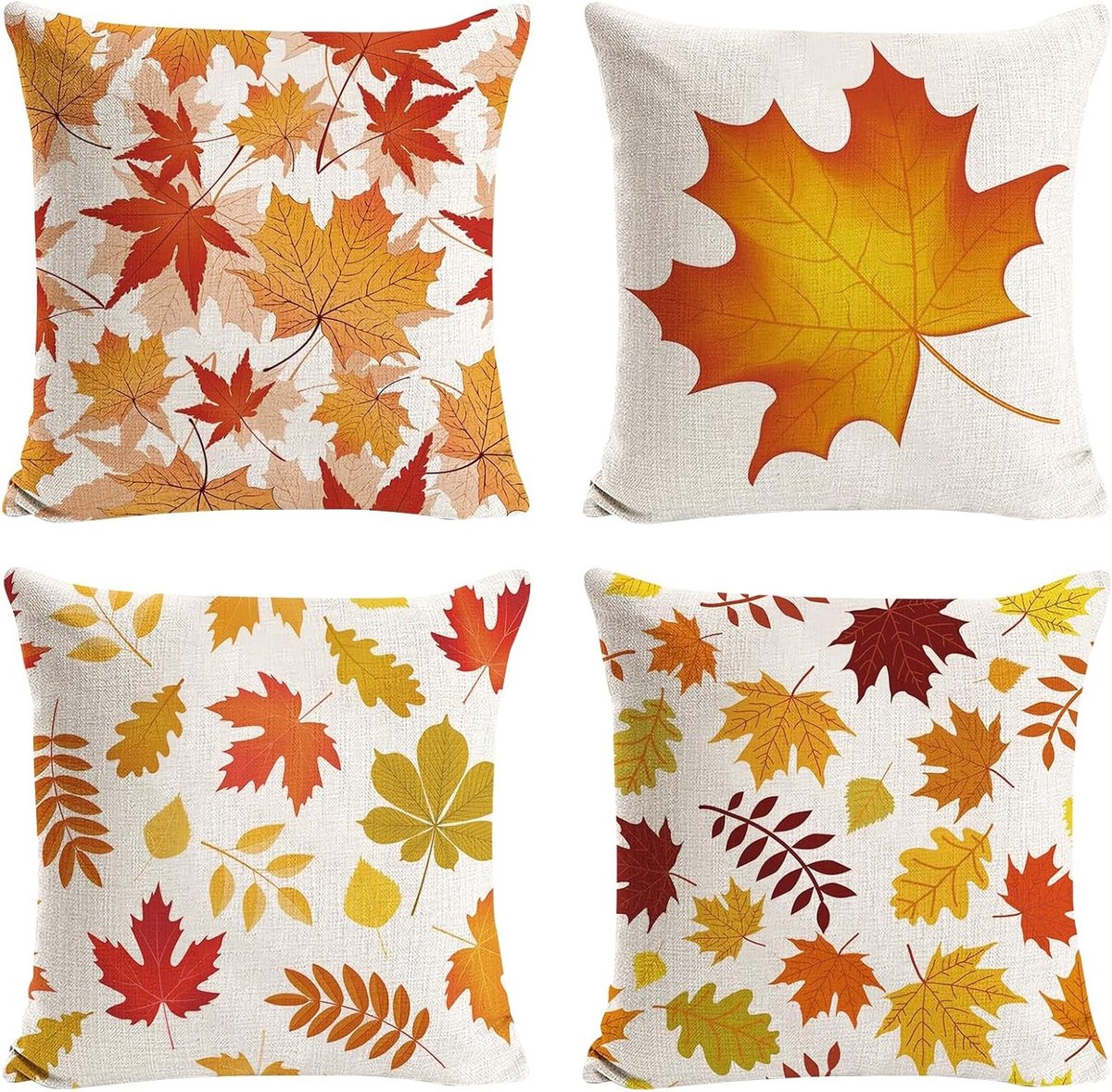 Herfst Kussenhoezen 45 x 45 cm - Decoratieve Kussens met Esdoornblad voor Sofa en Bed - Ideaal voor Oogstfeesten en Seizoensdecoratie