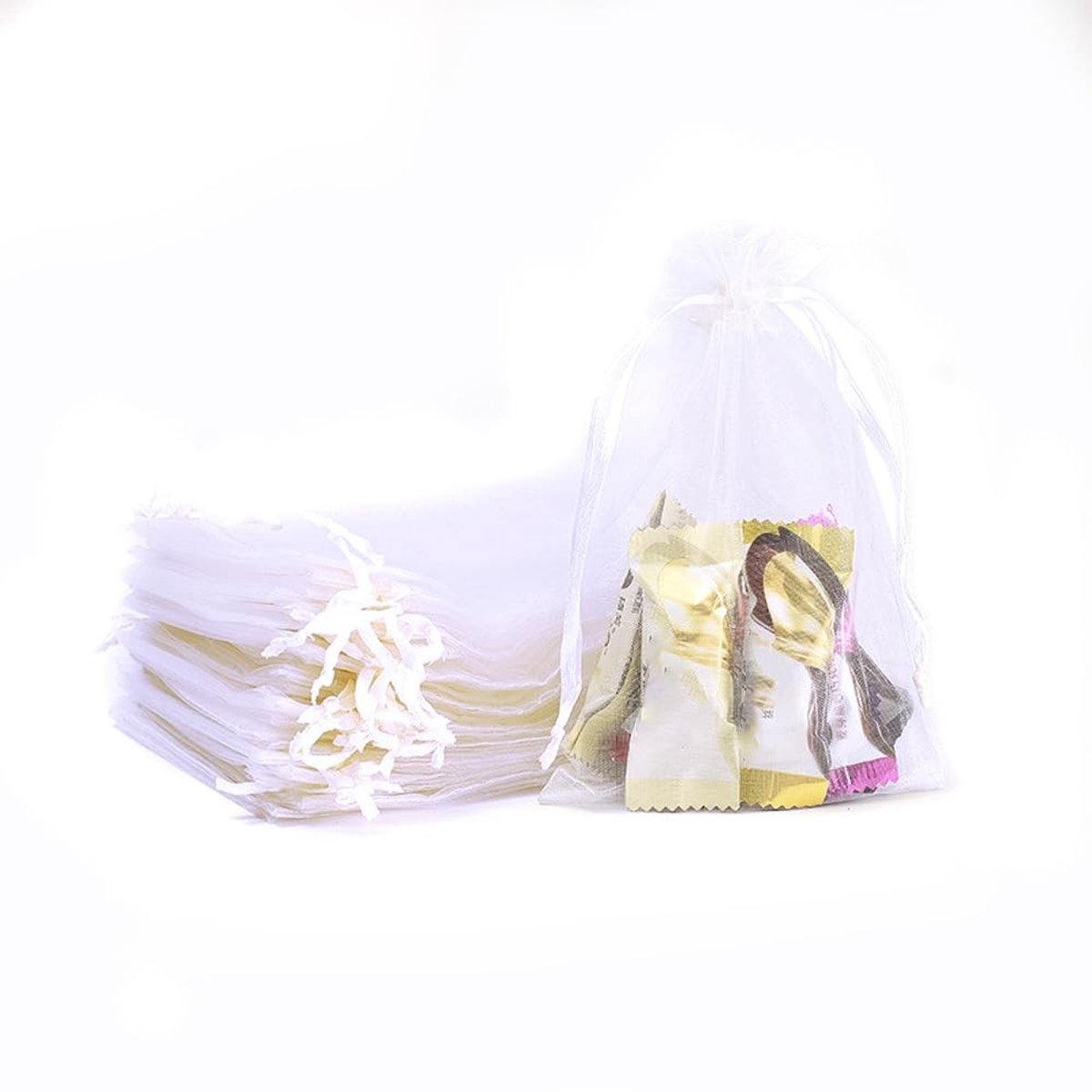 Dailygoods- Organza Tassen - Set van 40 Stuks - 30 x 40 cm - Kleurvol - Geschenktassen - Trouwen/Verjaardag - Met Trekkoord