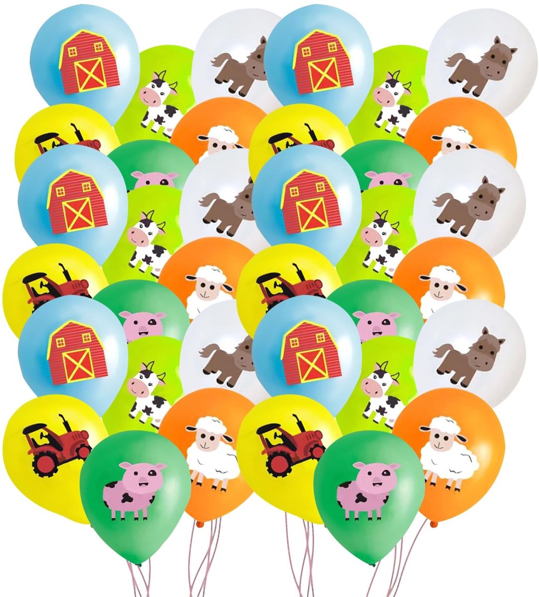 Dailygoods- Ballonnen 36 Stuks - Boerenballonnen - Kinderballonnen - Feestballonnen - Cakedecoratie - Milieuvriendelijk Latex 12 Inch