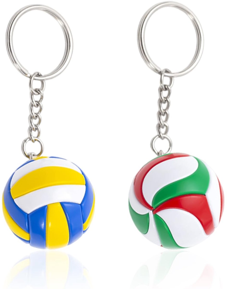 Dailygoods- Volleybal-sleutelhangers 2 stuks - Kunststof/Roestvrij Staal - Mini-volleybal-hangers - Creatieve/sport souvenirs - Decoratieve sleutelhangers - Lichtgewicht/durzaam - Sleutelhanger