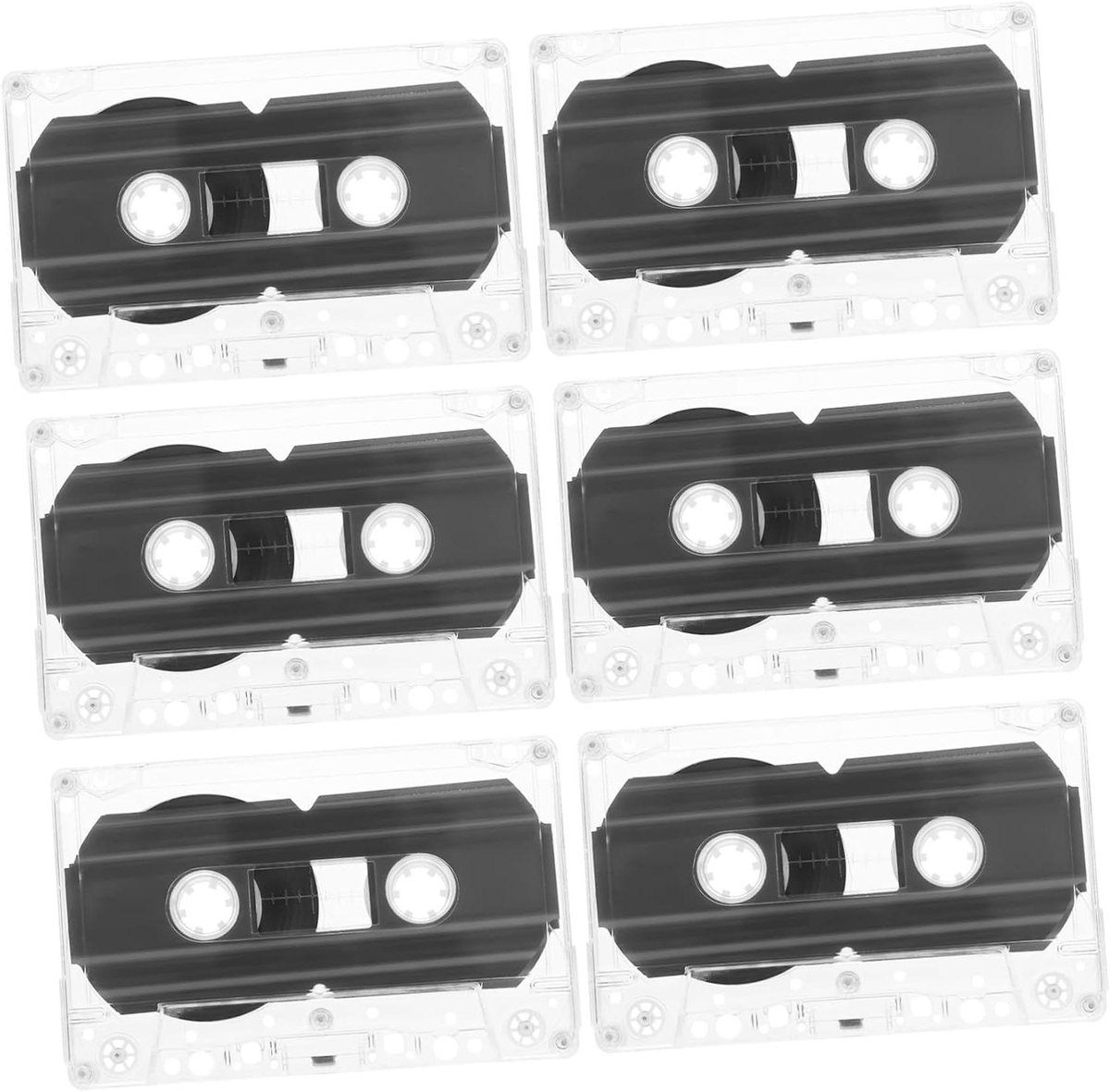Mini Tape Speler - Audio Cassettes - Muziek Opnemen - 60 Minuten Opname - 6 Stuks - Zwart
