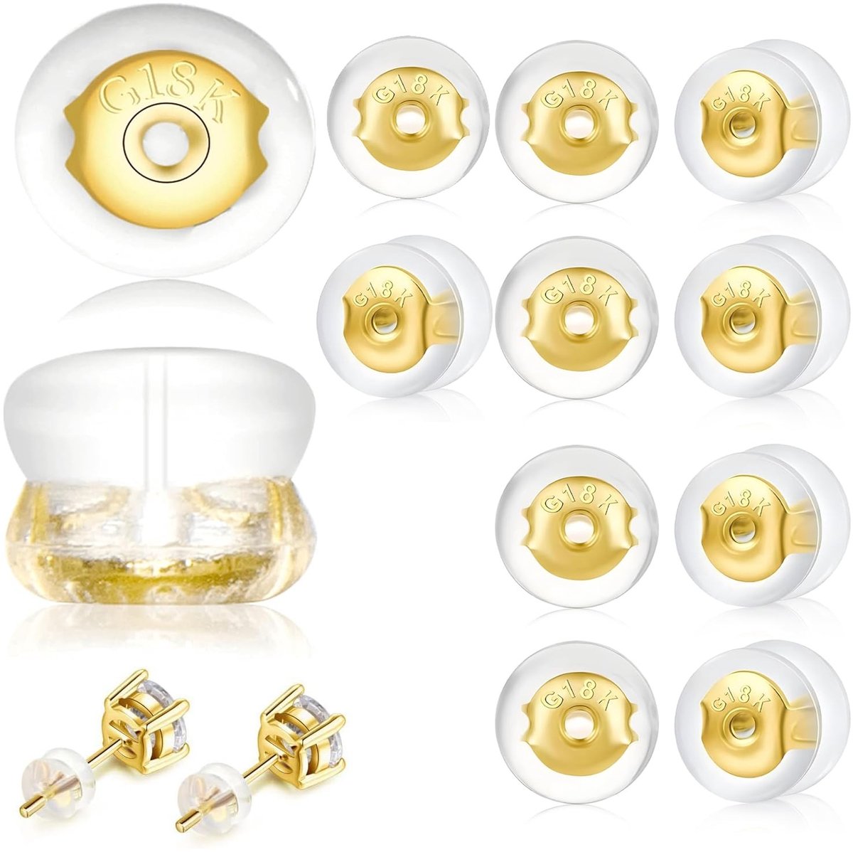 Dailygoods- Oorbeugels 18 Karaat Goud - Siliconen Oorkussens - Veiligheid - Oorbellen - Gedropte Oren - Comfortabel - Oorbel