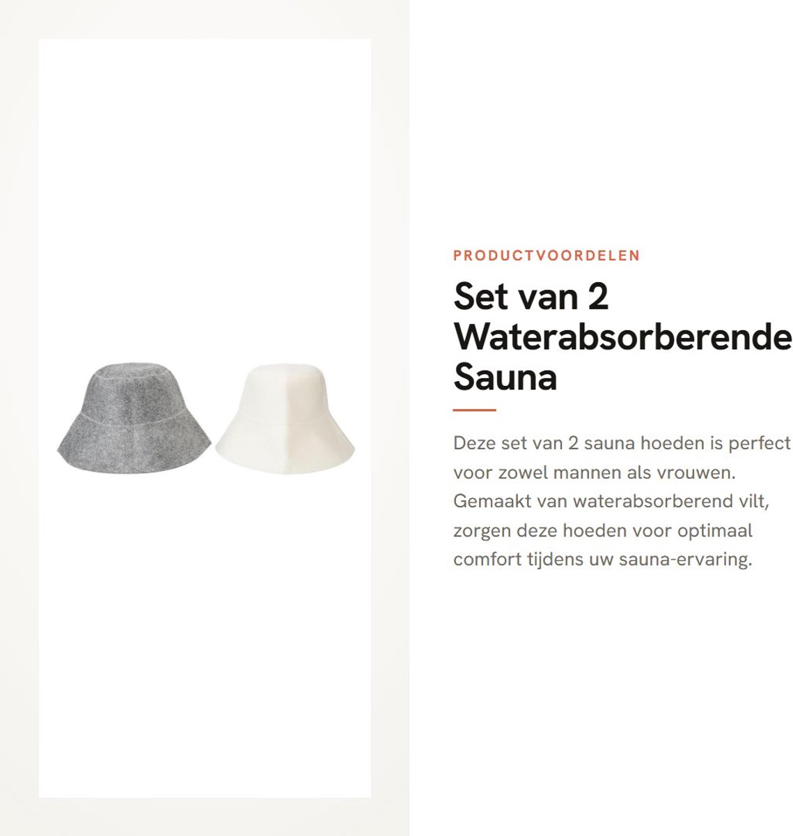 Dailygoods- Sauna Hoed Waterabsorberend - Vilt Hoed - Stijlvol - Unisex - Set van 2 - Witte/Grijze Kleur - Sauna Cap