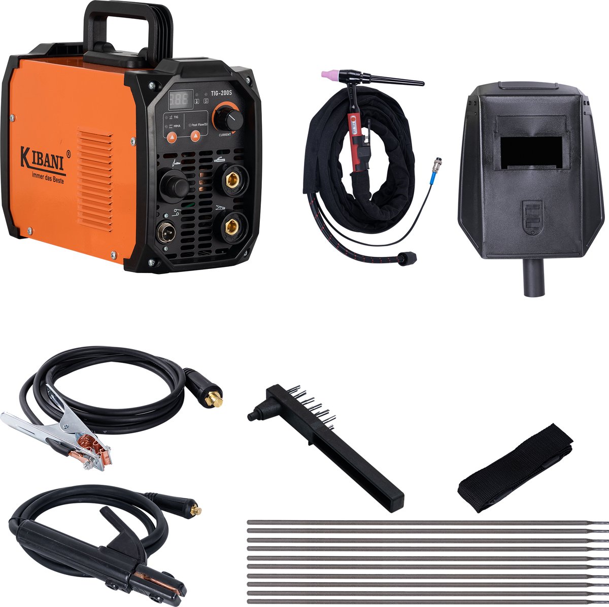 Kibani Lasapparaat TIG-200S incl. 5 kg laselektroden - TIG & MMA Lasapparaat tot 4.0 mm - IGBT-Inverter-Technologie - Compact en Lichtgewicht - Elektrisch Lasapparaat 220V - RVS / Elektrode Lassen