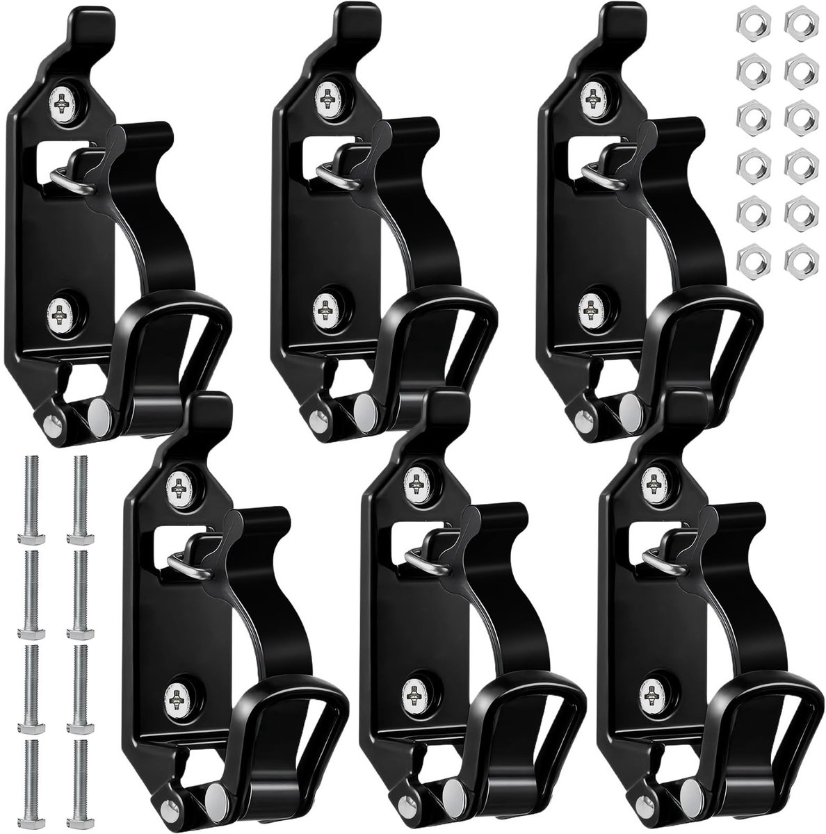 Dailygoods- Schephouder 6x - Bezemhouder - Bijlhouder - Wandmontagebeugel - Robuuste Zinklegering - Geschikt voor Transport - Gereedschapshouder