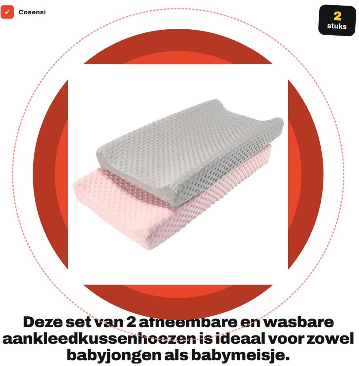 Dailygoods- Aankleedkussenhoezen 2 Stuks - Afneembaar/Wasbaar - Hydrofile Stof - Verstelbare Bevestigingsgesp - Geschikt voor Aankleedkussens tot 17,5 cm Breed - Ideaal Newborn Cadeau - Luierkussenhoes