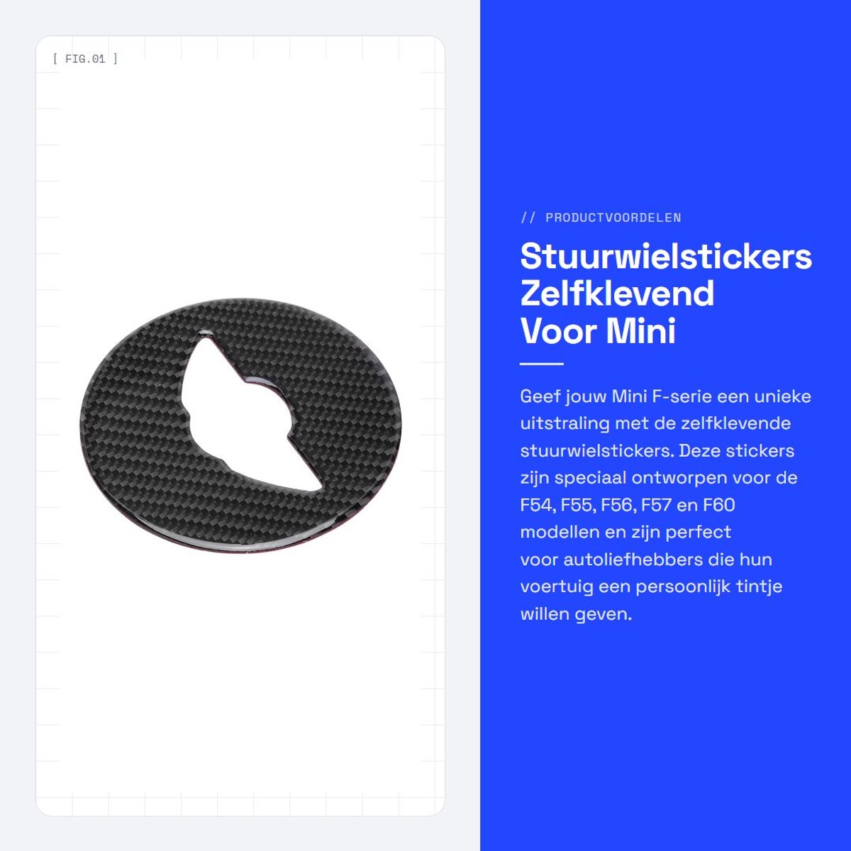 Dailygoods- Stuurwielstickers Zelfklevend - Stickers - Mini F-serie - F54/F55/F56/F57/F60 - Autoaccessoires - Decoratie - Sticker