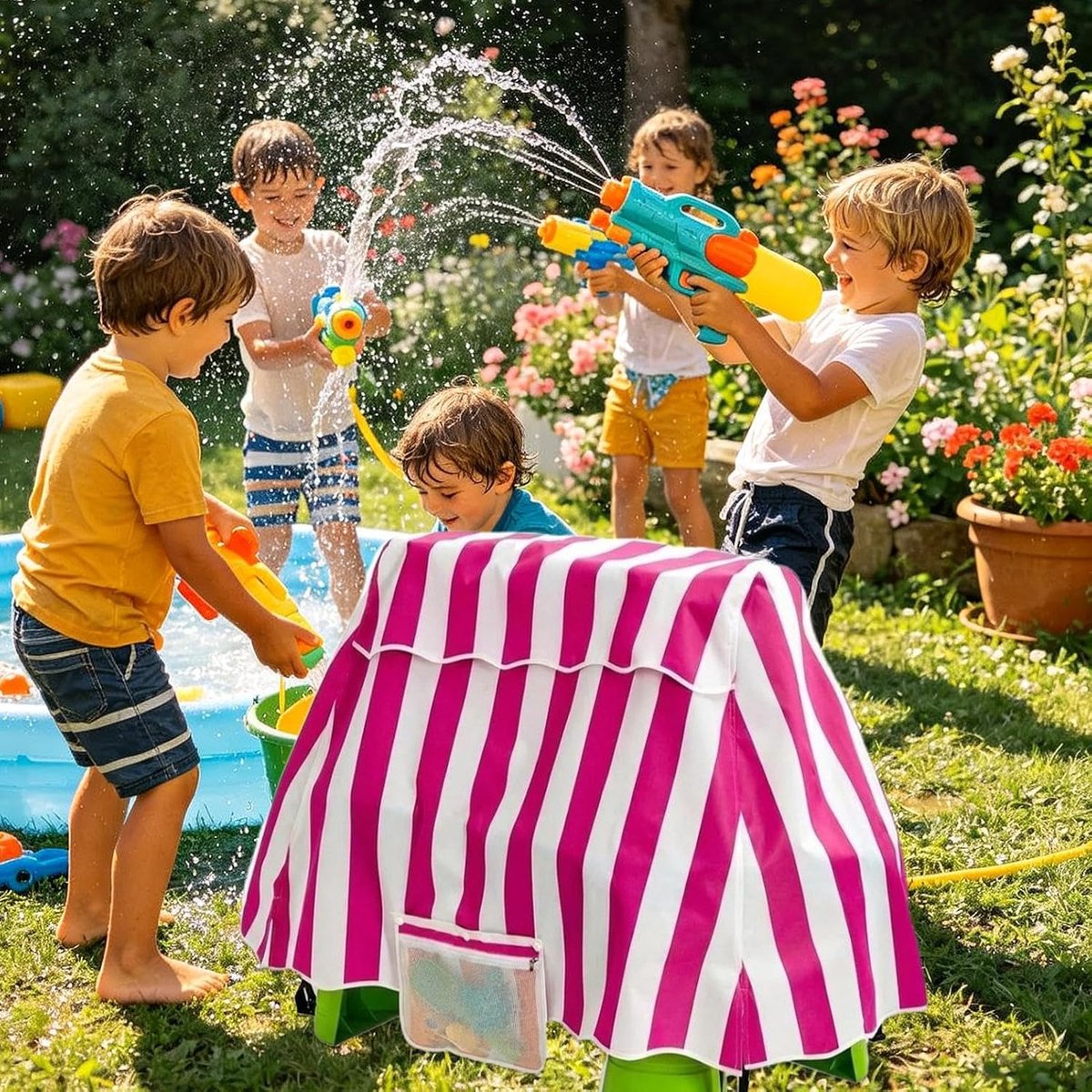 Watertafelhoes Kinderen - Speeltafelhoes - Buiten Spelen - Waterdicht Stof - 94 x 56 x 65 cm - Roze