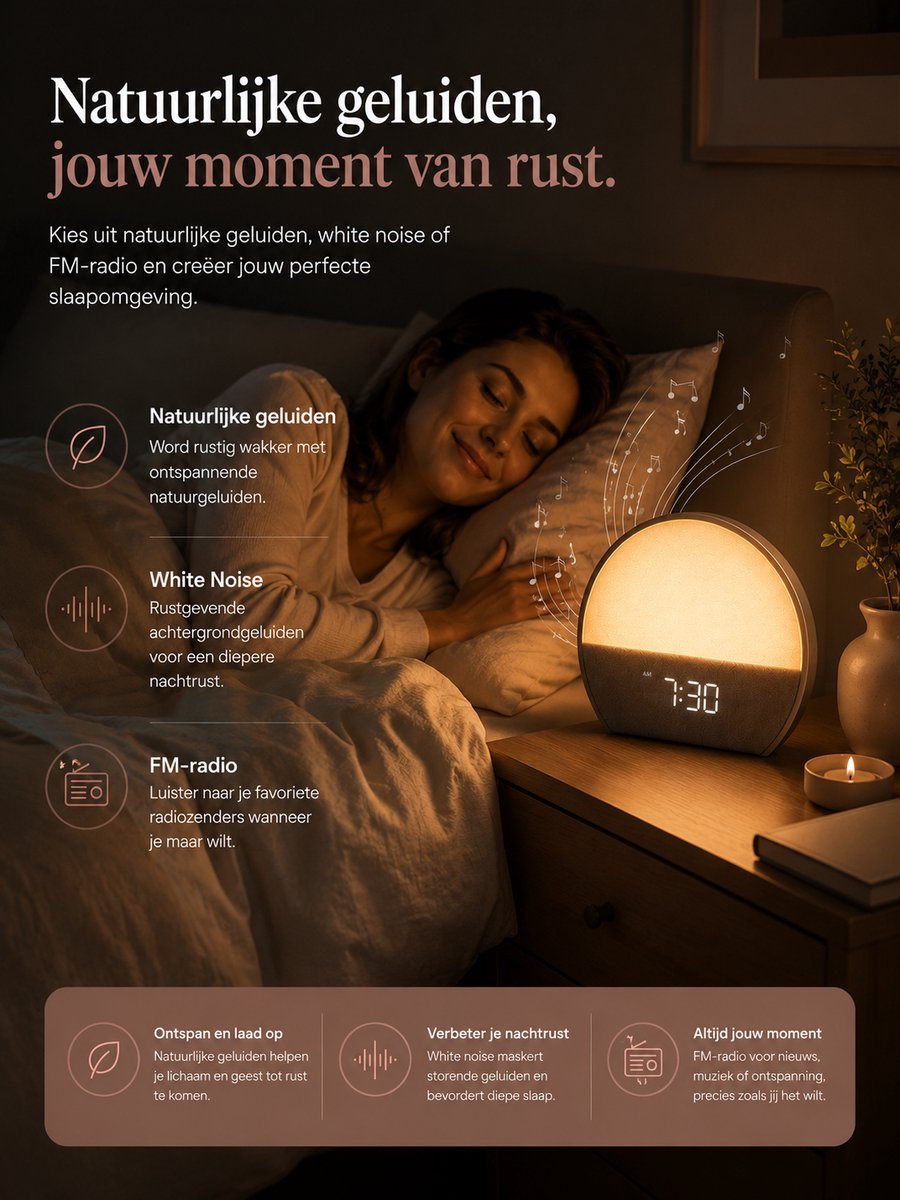 Wake up Light - Digitale wekker - Wekkerradio - licht wekker — cadeau in Wonen & Interieur - foto 5