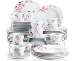 Home & Beyond® Serviesset 60-delig – Porselein – Servies voor 12 Personen – Dinerborden,…