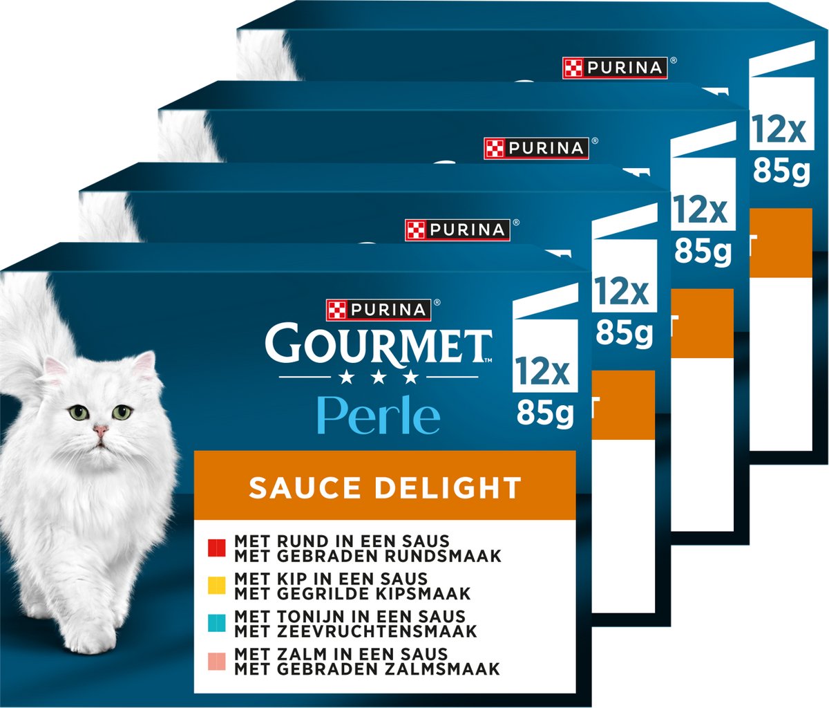 Bol.com Gourmet Perle Sauce Delight - Kattenvoer Natvoer - Rund Kip Tonijn & Zalm - 48 x 85 g aanbieding