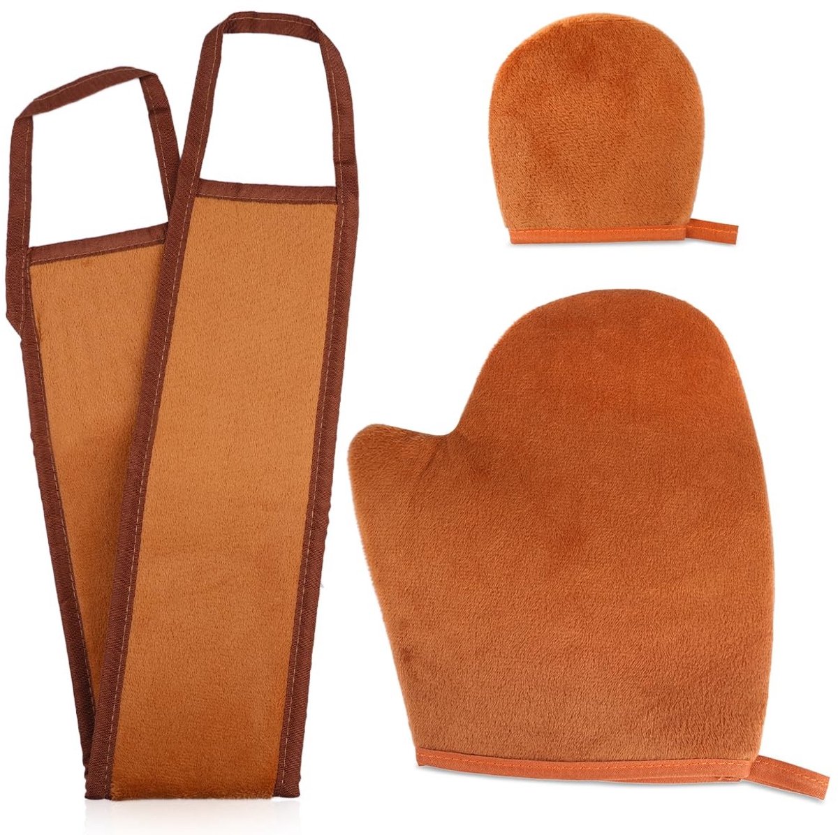 Dailygoods- Zelfbruiningshandschoenen Dubbelzijdig - Tanning Handschoen - Exfoliërende Handschoen - Rug Trekstrip - Herbruikbaar - 3 Stuks - Tanning Gloves