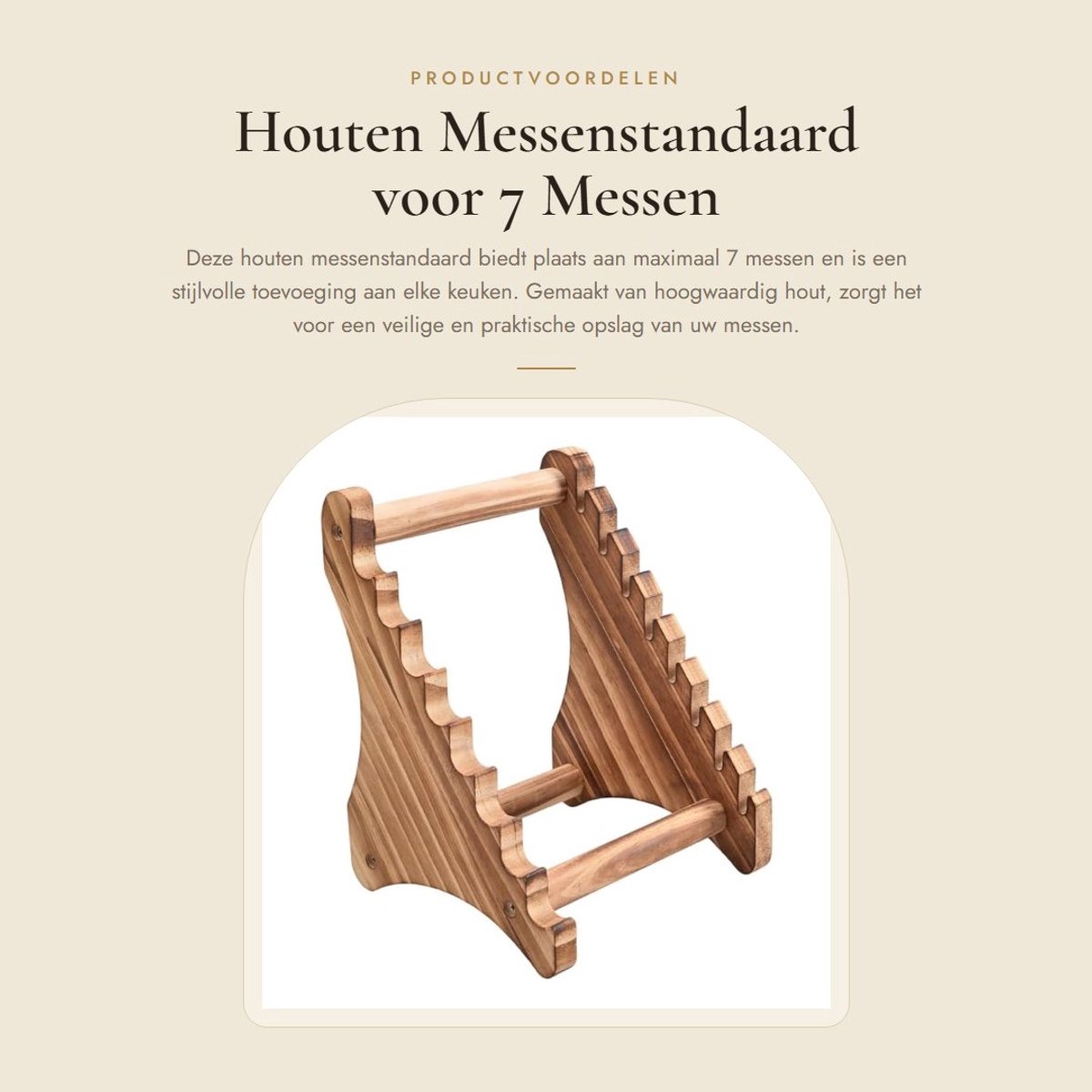Dailygoods- Messenstandaard 7-laags - Houten Messenhouder - Keukengerei Houder - Messenhouder - Messenstandaard voor Thuis - Eenvoudige Installatie