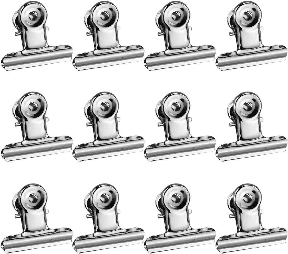 Dailygoods- Paperclips - 12 Stuks - Roestvrij Stalen Bulldogclips - Mini Fotoclips - Voor Thuis/School/Kantoor - Duurzaam Materiaal - Papierklem