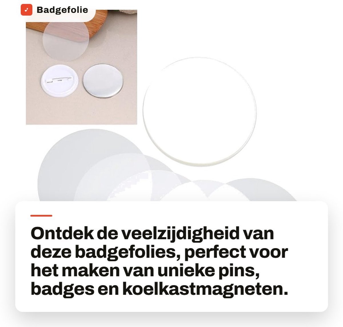 Dailygoods - Badgefolie - Transparante cirkelfolie - Bescherming voor pins en badges - 32 mm - PVC-materiaal - Ideaal voor creatief gebruik - 100 stuks