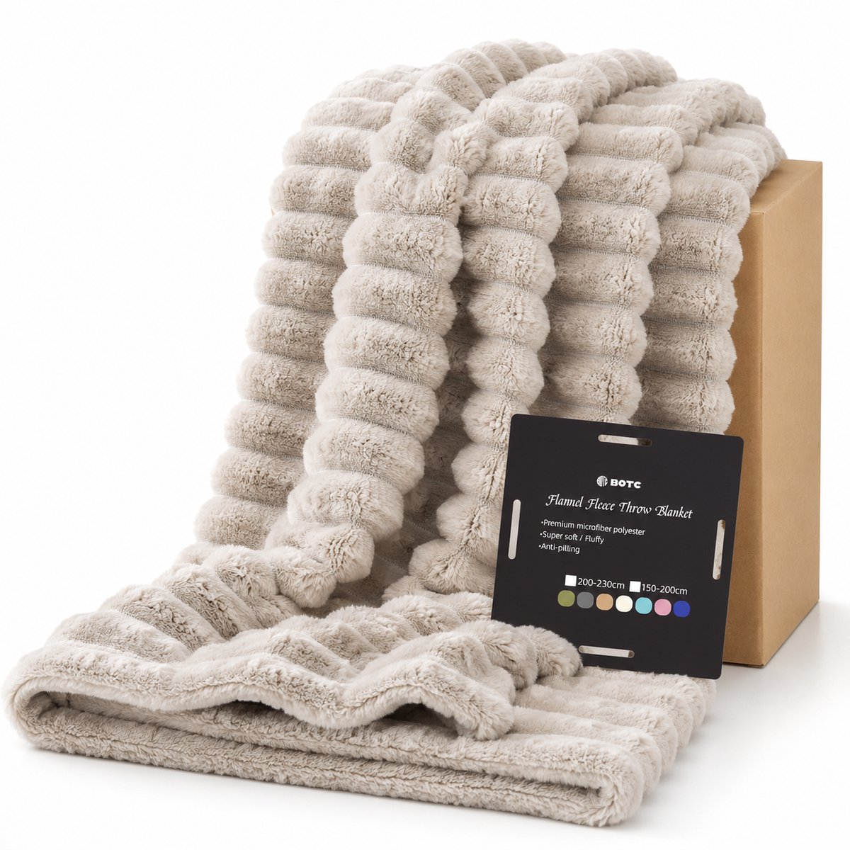 BOTC Luxe Fleece deken - Plaid - Super Zacht, Warm en Donzig - Cadeau - 200x230cm - Lichtbruin