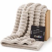 BOTC Luxe Fleece deken - Plaid - Super Zacht, Warm en Donzig - Cadeau - 200x230cm - Lichtbruin